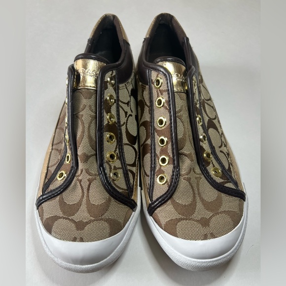 Coach Shoes - Coach Felix Women’s Slip On Sneakers Gold and Tan Size 10B